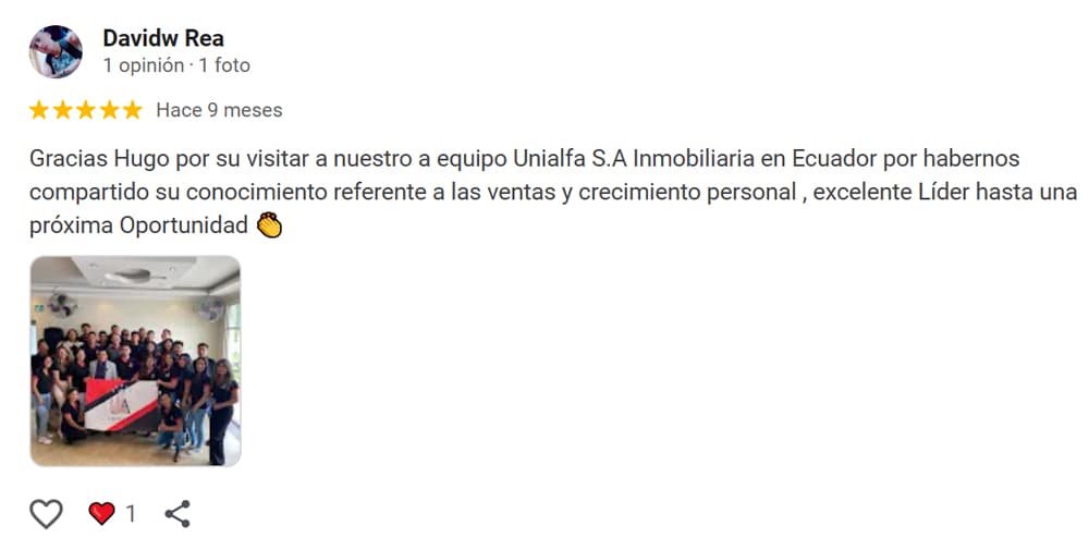 Testimonio destacado de un cliente satisfecho en Google