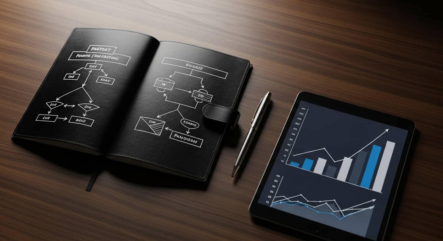 Consultor trabajando en una estrategia digital en su laptop